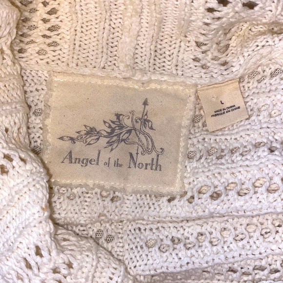 Anthro Angel of the North Cream Crochet Lace Linen Blend Cardi Cardigan Sweater - Picture 9 of 11
